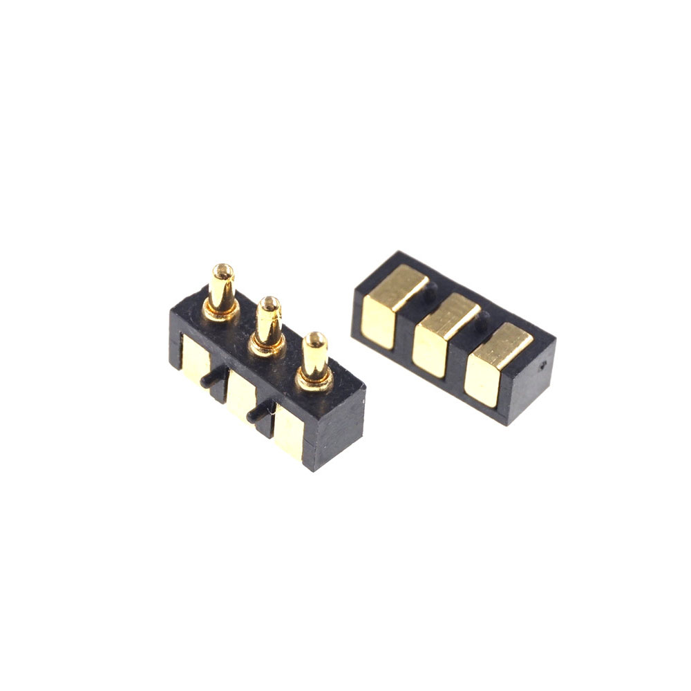 Spring Loaded Pogo Pin connector 3 PIN Right Angle Surface Mount SMD Strip Male Female Target Flat Face SMT Pitch 2.5 mm