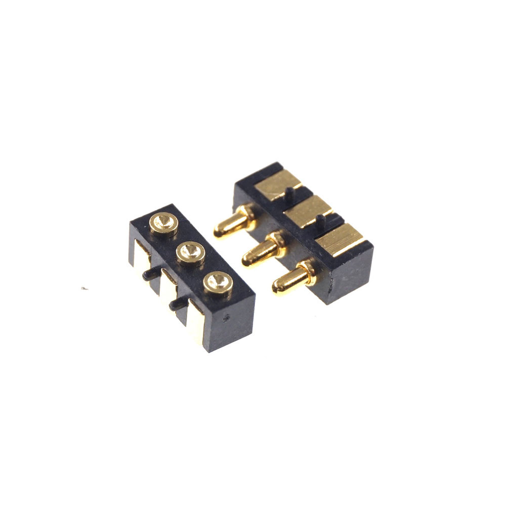 Spring Loaded Pogo Pin connector 3 PIN Right Angle Surface Mount SMD Strip Male Female Target Flat Face SMT Pitch 2.5 mm