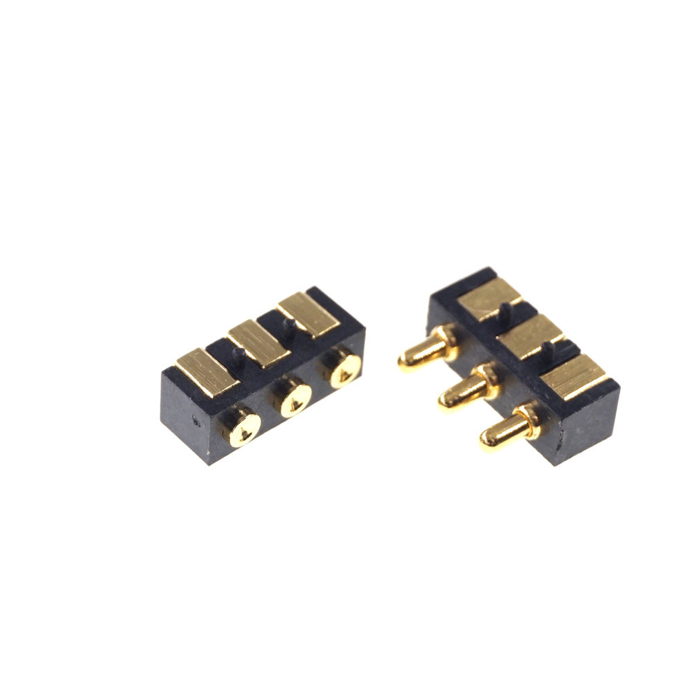 Spring Loaded Pogo Pin connector 3 PIN Right Angle Surface Mount SMD Strip Male Female Target Flat Face SMT Pitch 2.5 mm
