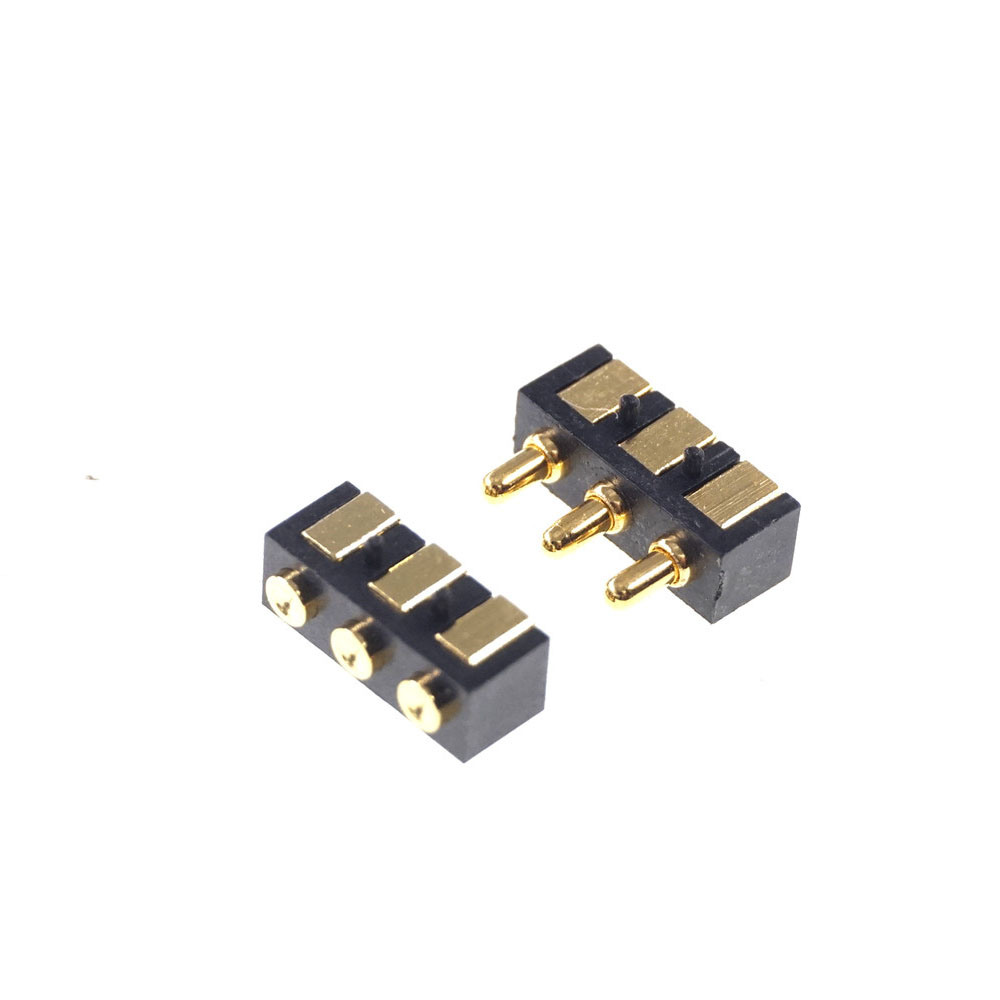 Spring Loaded Pogo Pin connector 3 PIN Right Angle Surface Mount SMD Strip Male Female Target Flat Face SMT Pitch 2.5 mm