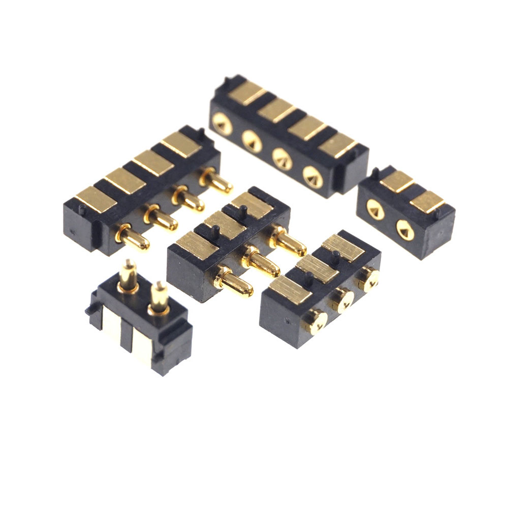 SMT Spring-Loaded Pogo Pin Connector 2 3 4 Position 2.5 Grid 90 Degree Surface Mount Horizontal HSMT Single Row SMD