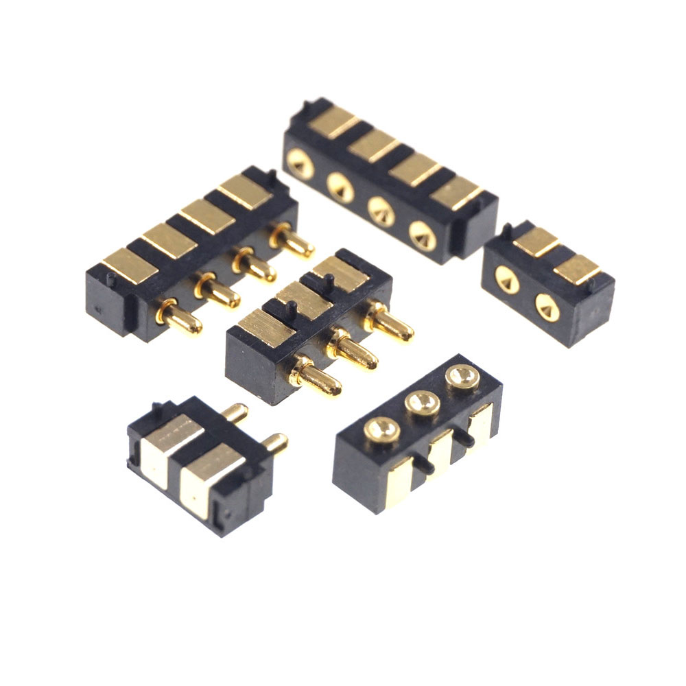 SMT Spring-Loaded Pogo Pin Connector 2 3 4 Position 2.5 Grid 90 Degree Surface Mount Horizontal HSMT Single Row SMD
