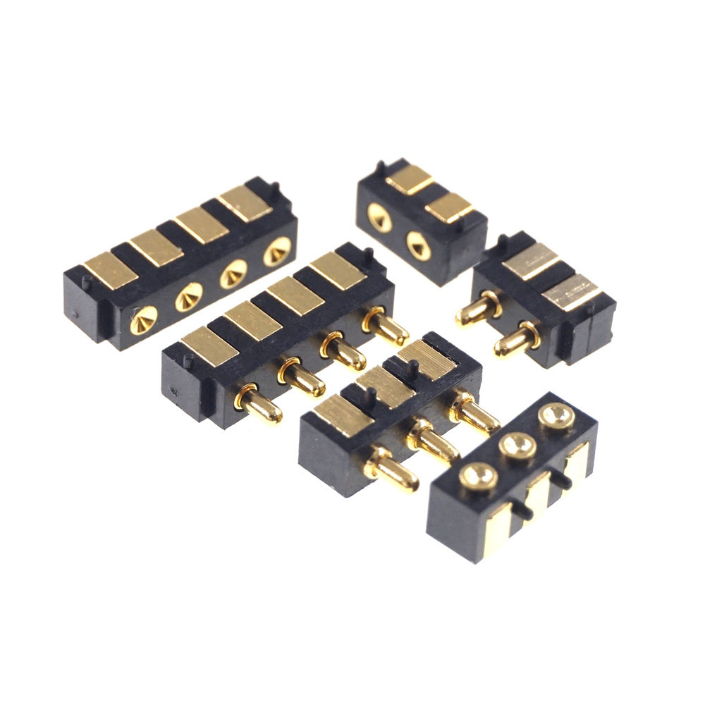 SMT Spring-Loaded Pogo Pin Connector 2 3 4 Position 2.5 Grid 90 Degree Surface Mount Horizontal HSMT Single Row SMD