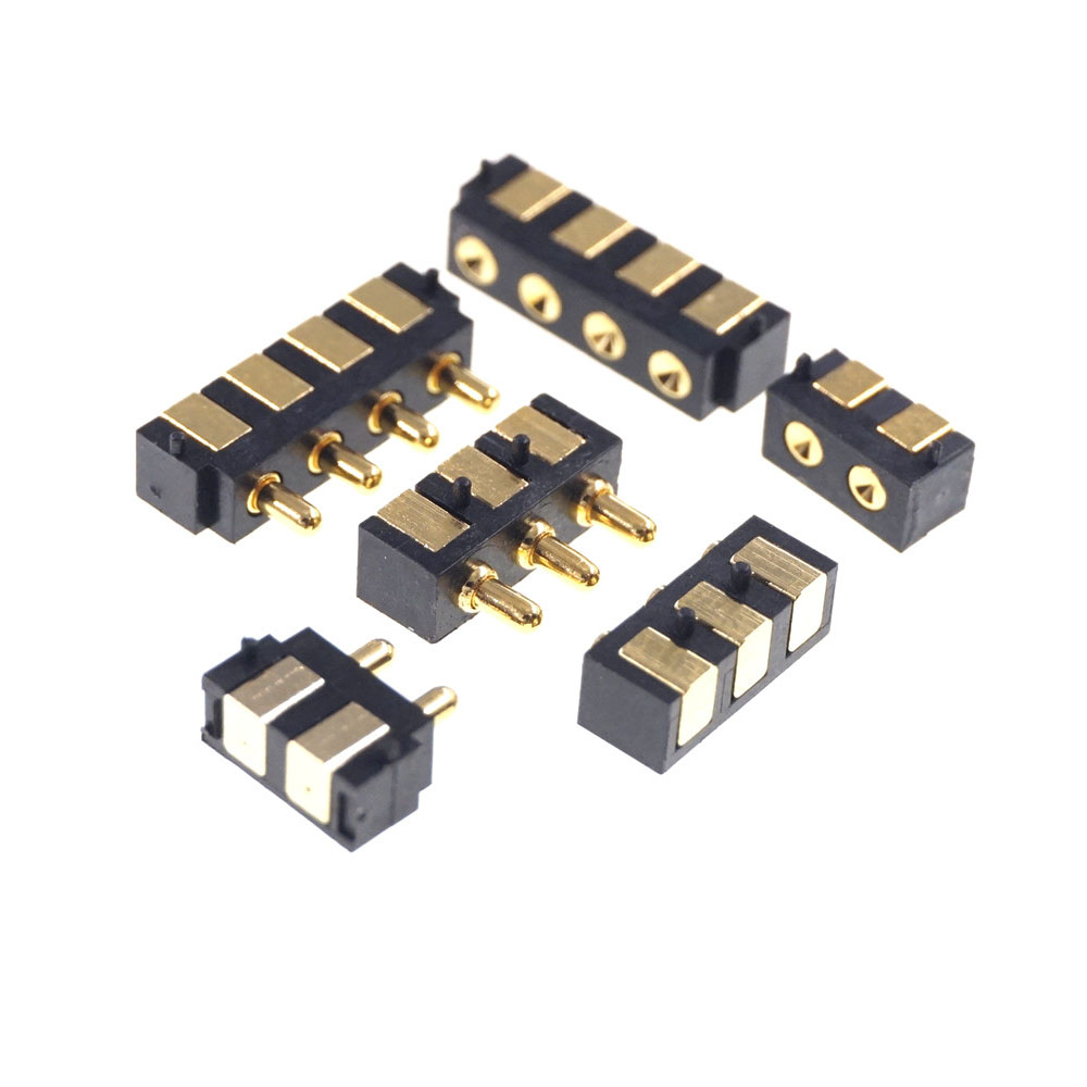 SMT Spring-Loaded Pogo Pin Connector 2 3 4 Position 2.5 Grid 90 Degree Surface Mount Horizontal HSMT Single Row SMD