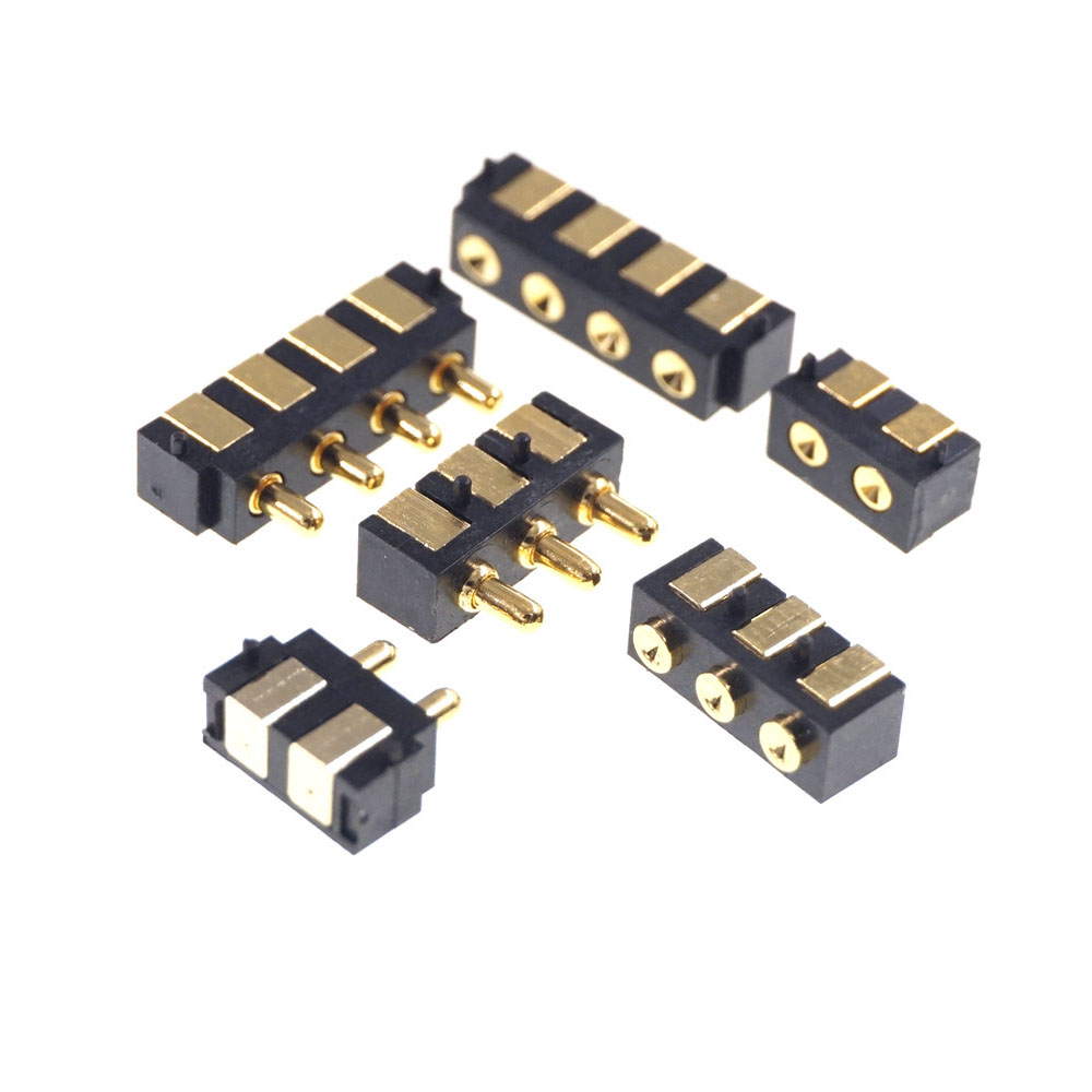 SMT Spring-Loaded Pogo Pin Connector 2 3 4 Position 2.5 Grid 90 Degree Surface Mount Horizontal HSMT Single Row SMD