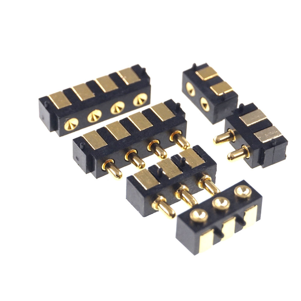 SMT Spring-Loaded Pogo Pin Connector 2 3 4 Position 2.5 Grid 90 Degree Surface Mount Horizontal HSMT Single Row SMD