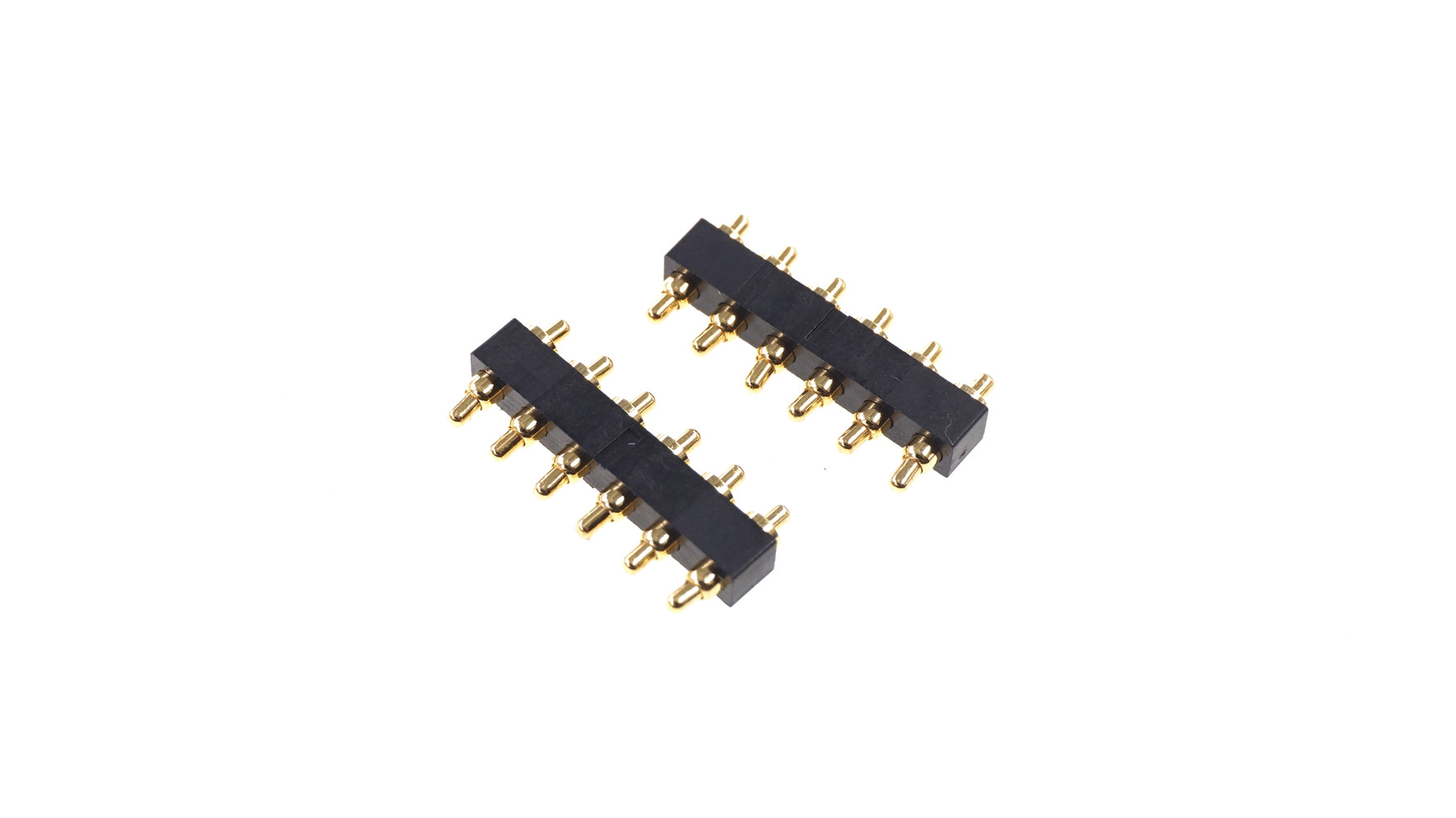 Spring Loaded Pogo Pin Connector 6 Position Double Actions 2.54 Grid 6.6mm Height Mount Parallel Circuit Boards Dual Head