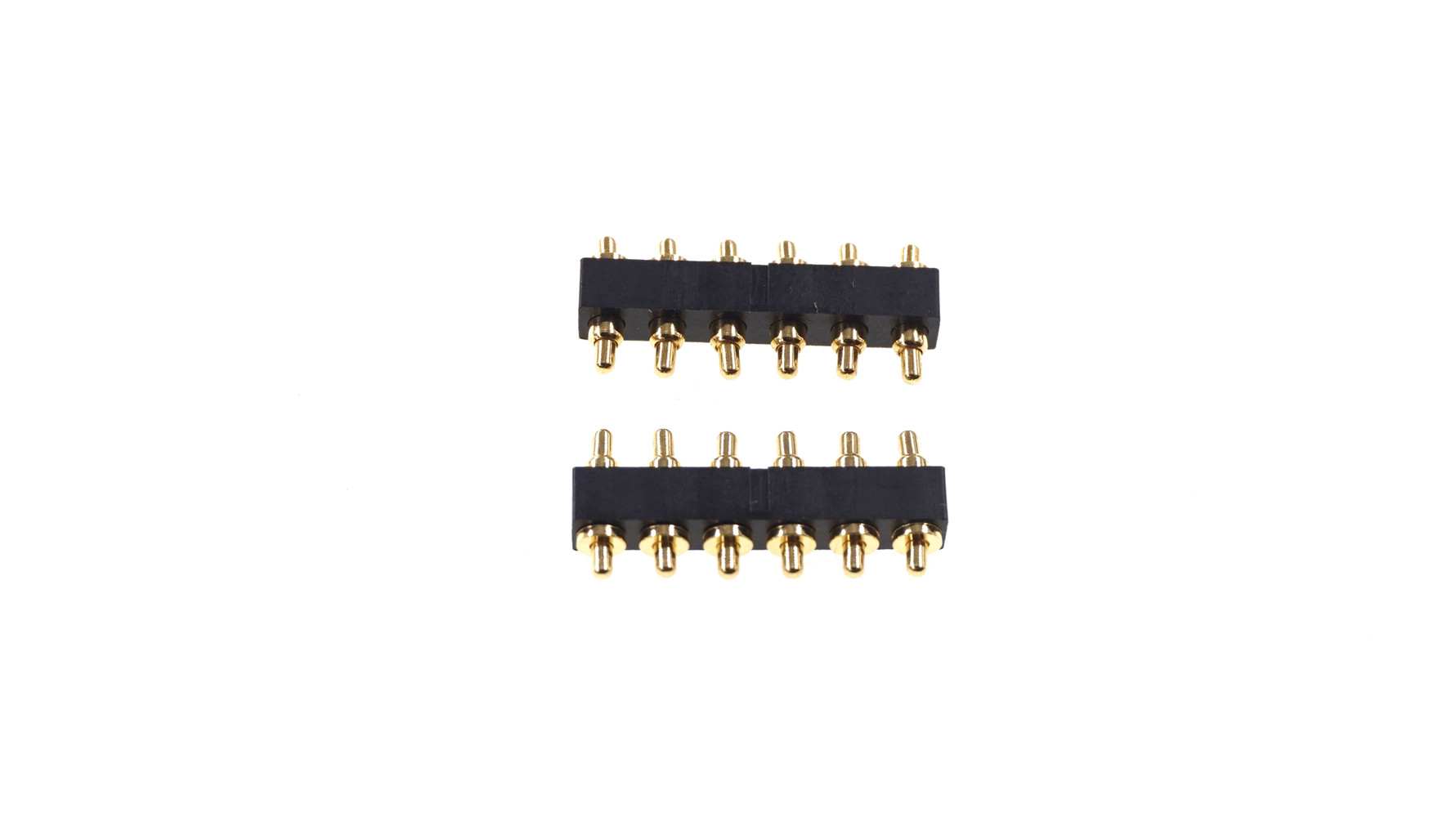 Spring Loaded Pogo Pin Connector 6 Position Double Actions 2.54 Grid 6.6mm Height Mount Parallel Circuit Boards Dual Head