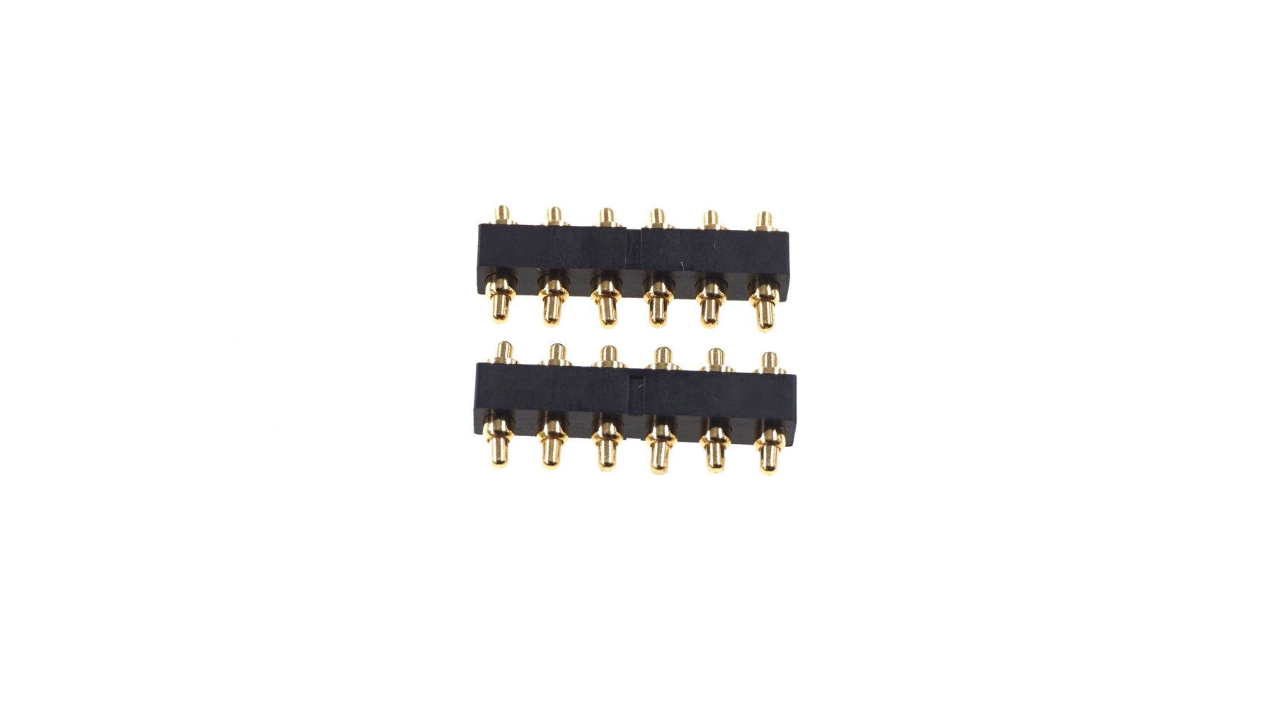 Spring Loaded Pogo Pin Connector 6 Position Double Actions 2.54 Grid 6.6mm Height Mount Parallel Circuit Boards Dual Head