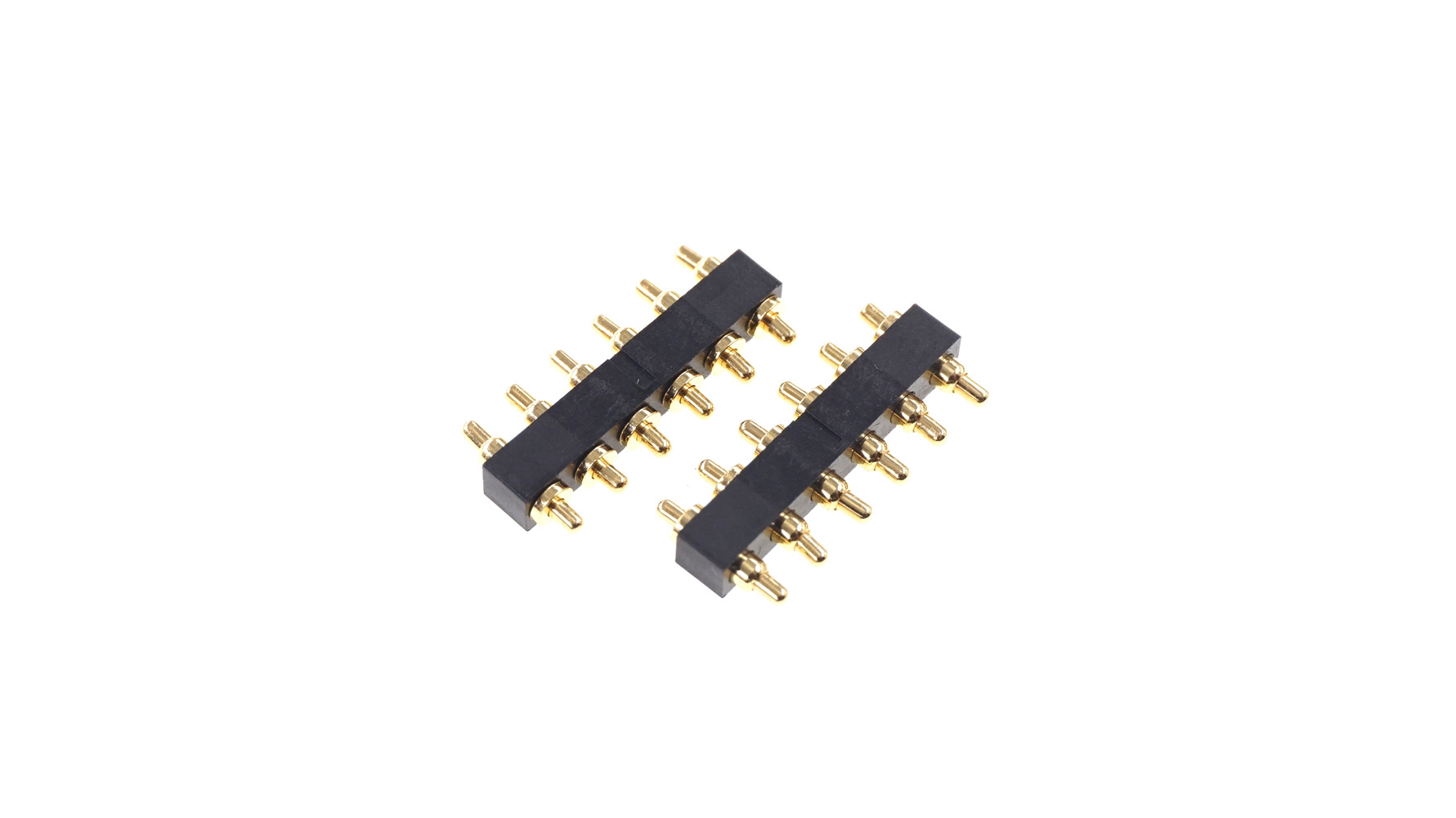 Spring Loaded Pogo Pin Connector 6 Position Double Actions 2.54 Grid 6.6mm Height Mount Parallel Circuit Boards Dual Head