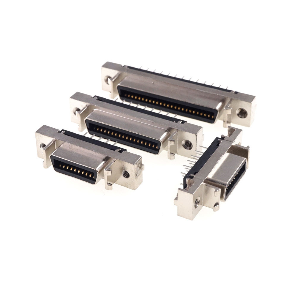 Female MDR Servo Driver SCSI Connector HPCN Slot Type 14 20 26 36 50 68 Pin Socket 180 Degree Vertical Through Holes PCB