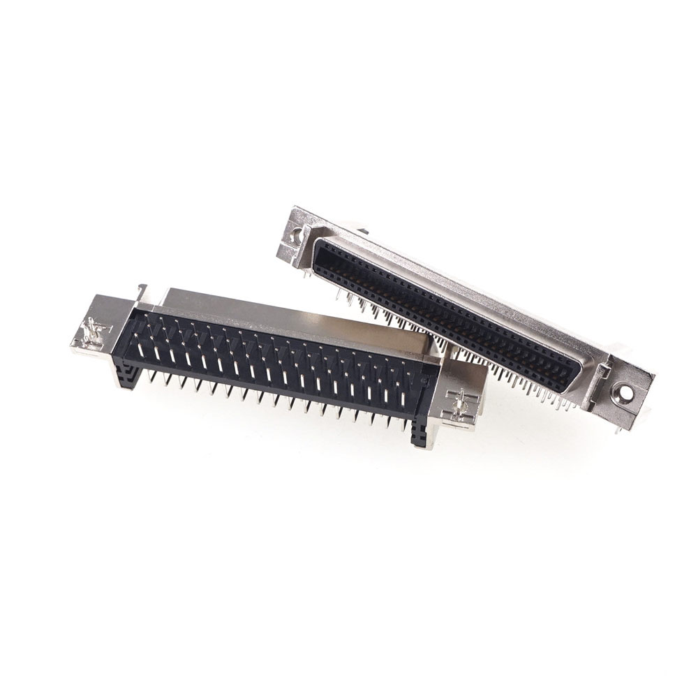 Female Servo SCSI Connector MDR Receptacle HPCN Slot 68 pin Socket 90 Degree Right Angle Through Holes Pcb Cross 10268