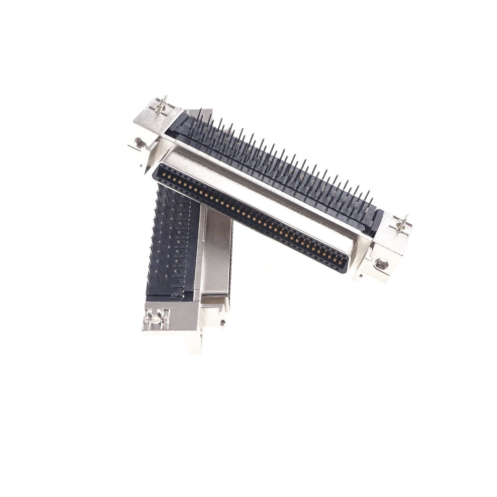 Female Servo SCSI Connector MDR Receptacle HPCN Slot 68 pin Socket 90 Degree Right Angle Through Holes Pcb Cross 10268