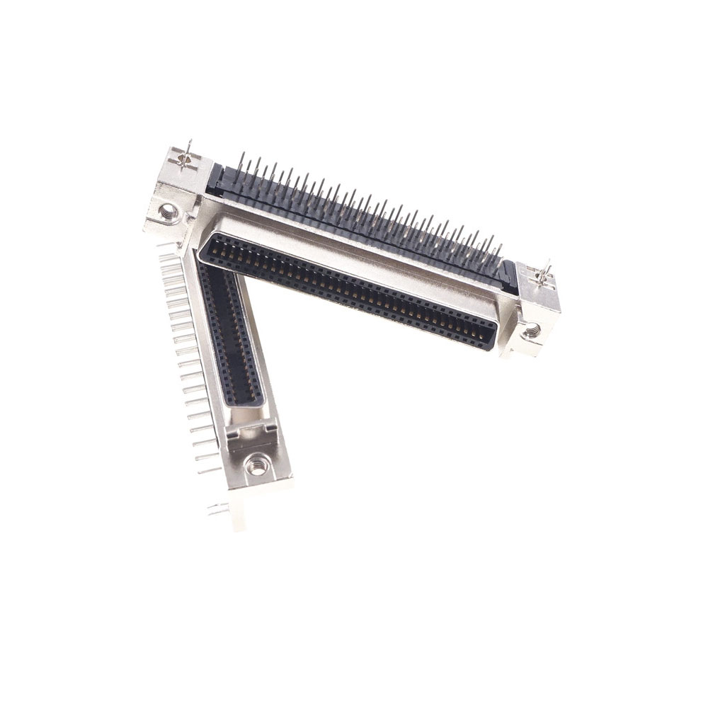 Female Servo SCSI Connector MDR Receptacle HPCN Slot 68 pin Socket 90 Degree Right Angle Through Holes Pcb Cross 10268