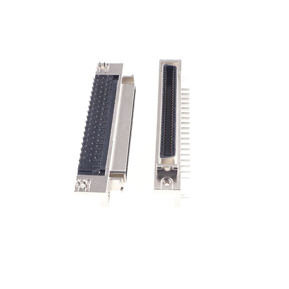 Female Servo SCSI Connector MDR Receptacle HPCN Slot 68 pin Socket 90 Degree Right Angle Through Holes Pcb Cross 10268