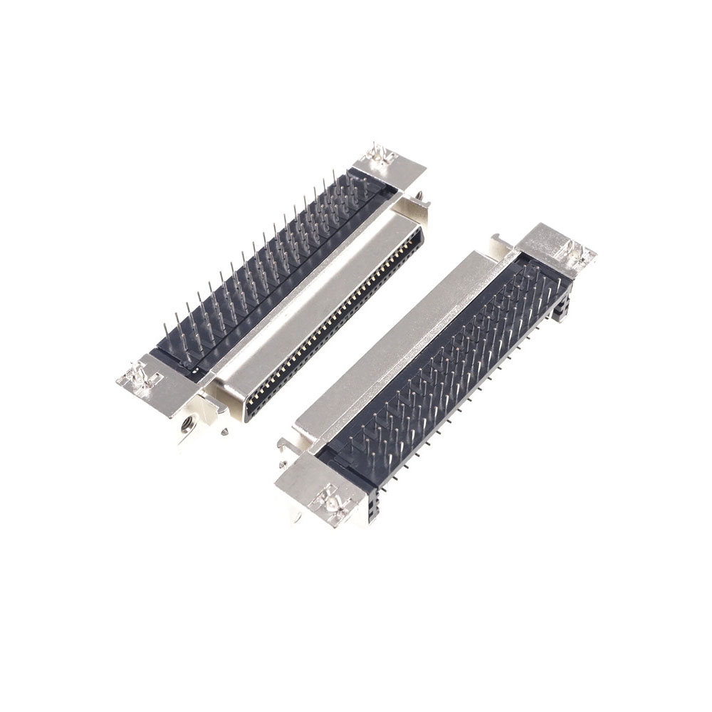 Female Servo SCSI Connector MDR Receptacle HPCN Slot 68 pin Socket 90 Degree Right Angle Through Holes Pcb Cross 10268