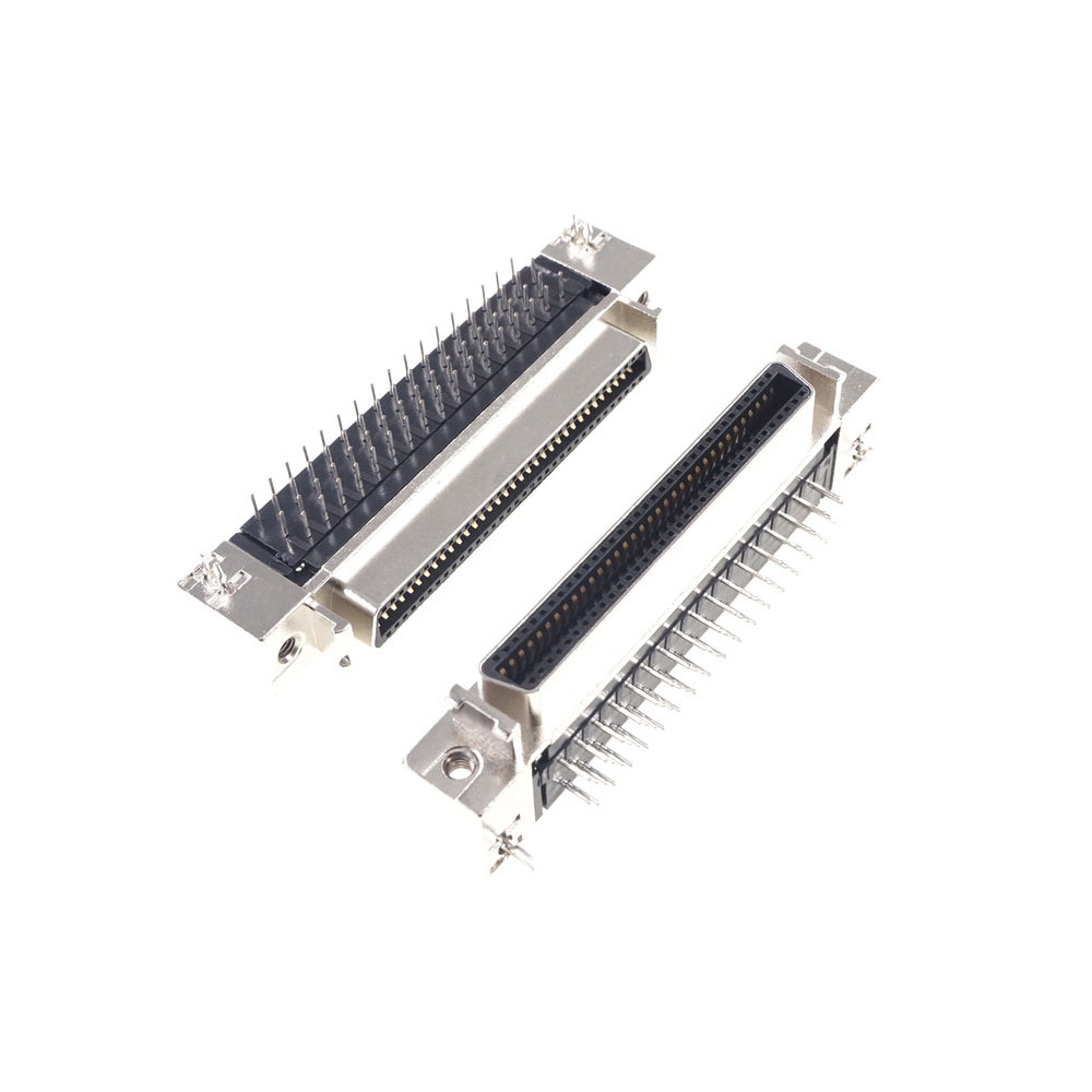 Female Servo SCSI Connector MDR Receptacle HPCN Slot 68 pin Socket 90 Degree Right Angle Through Holes Pcb Cross 10268