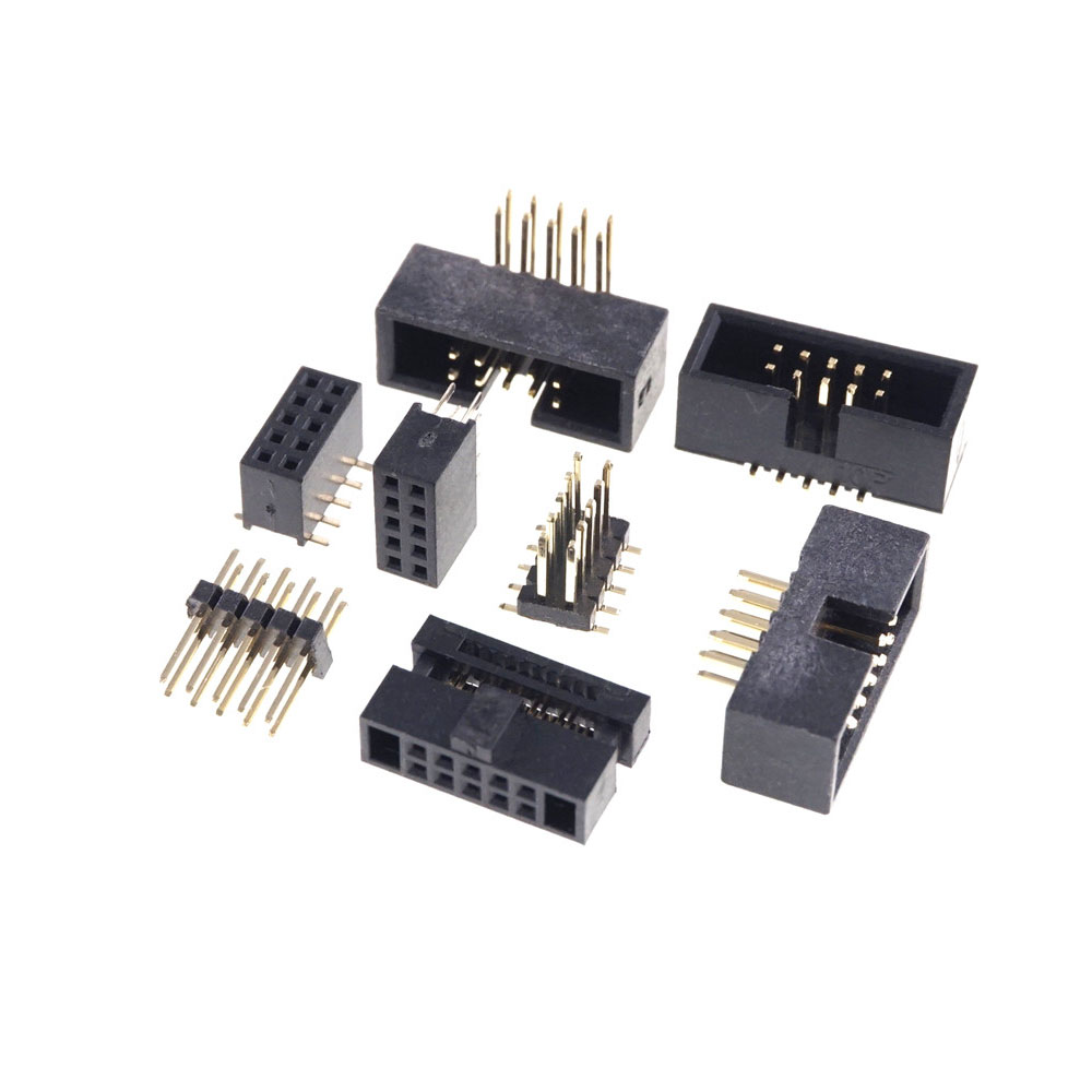 1.27mm Pitch 2x5 Pin 10 position IDC Socket Female Receptacle Male Header Right Angle Through Holes SMD Straight mating Parts