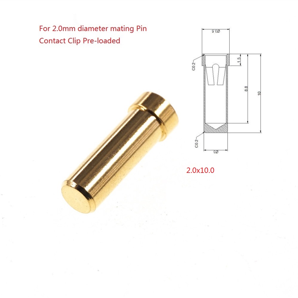 PCB Solder Female Pins Receptacle Contact Clip Pre-loaded Socket for Mating Pin Diameter 0.5 1.0 1.5 2.0 MM Plug Press-fit
