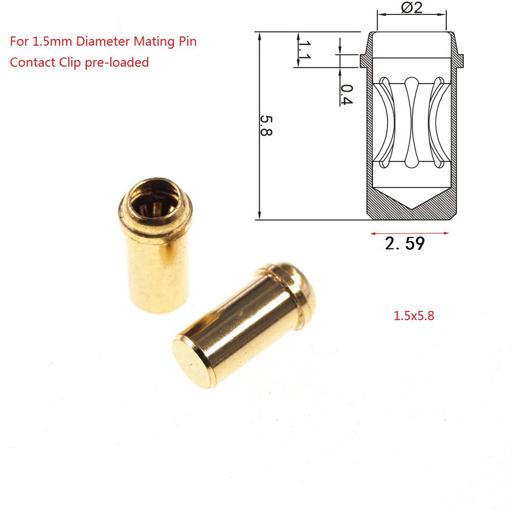 PCB Solder Female Pins Receptacle Contact Clip Pre-loaded Socket for Mating Pin Diameter 0.5 1.0 1.5 2.0 MM Plug Press-fit