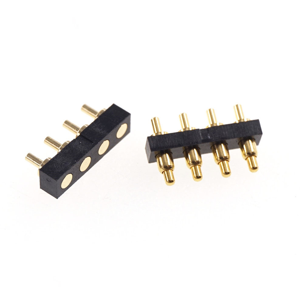 Spring-Loaded header Contact Pad 2.54 mm Strip Through Hole High Current 2A 36V Male Female Pogo Pin Connector 4 Pin