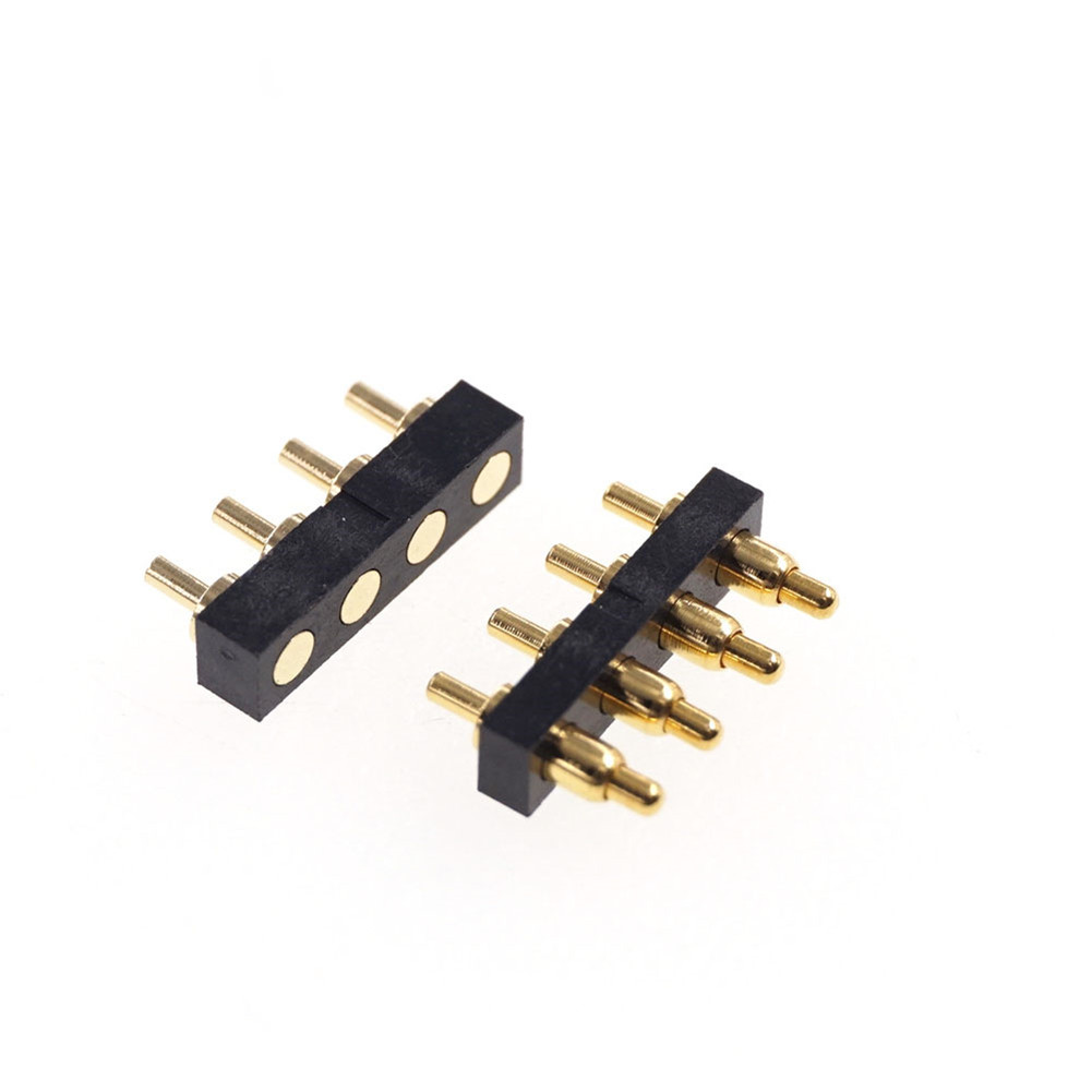 Spring-Loaded header Contact Pad 2.54 mm Strip Through Hole High Current 2A 36V Male Female Pogo Pin Connector 4 Pin