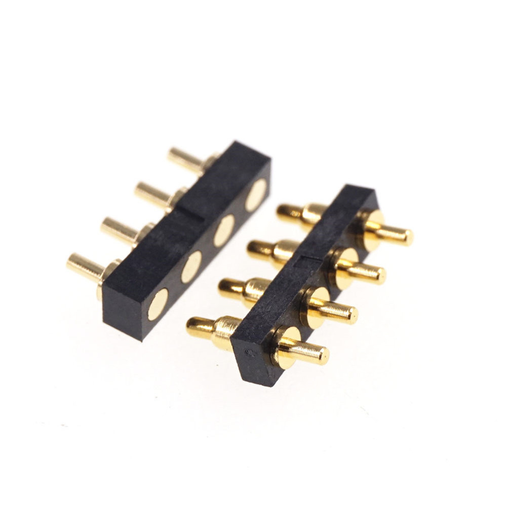 Spring-Loaded header Contact Pad 2.54 mm Strip Through Hole High Current 2A 36V Male Female Pogo Pin Connector 4 Pin