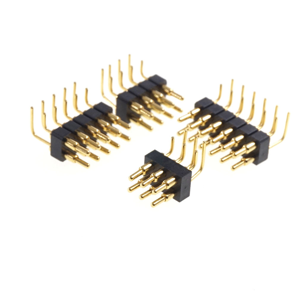 2.54 Grid Pitch 4 6 8 10 12 14 16 20 Pole Right Angle Spring Loaded Pogo Pin Connector DIP Dual Row Male Female