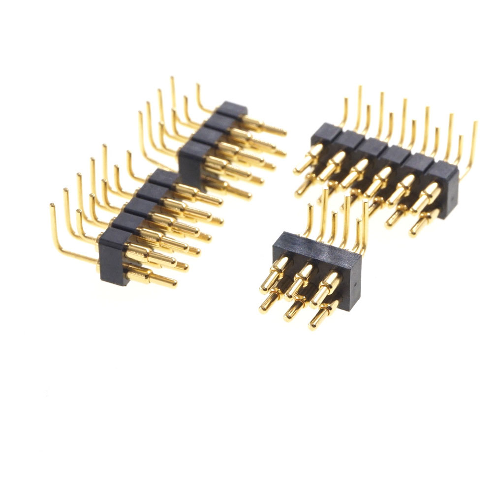 2.54 Grid Pitch 4 6 8 10 12 14 16 20 Pole Right Angle Spring Loaded Pogo Pin Connector DIP Dual Row Male Female