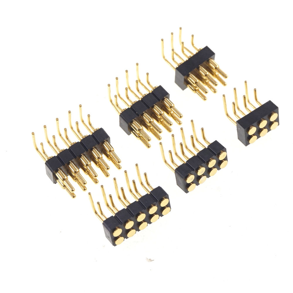 2.54 Grid Pitch 4 6 8 10 12 14 16 20 Pole Right Angle Spring Loaded Pogo Pin Connector DIP Dual Row Male Female