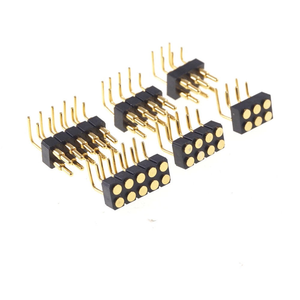 2.54 Grid Pitch 4 6 8 10 12 14 16 20 Pole Right Angle Spring Loaded Pogo Pin Connector DIP Dual Row Male Female