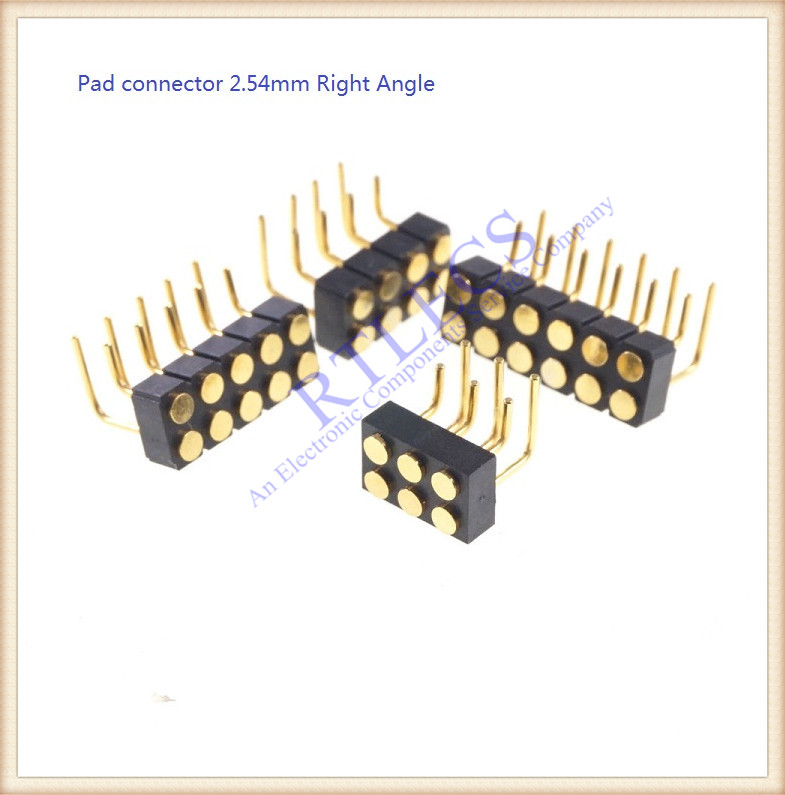 2.54 Grid Pitch 4 6 8 10 12 14 16 20 Pole Right Angle Spring Loaded Pogo Pin Connector DIP Dual Row Male Female
