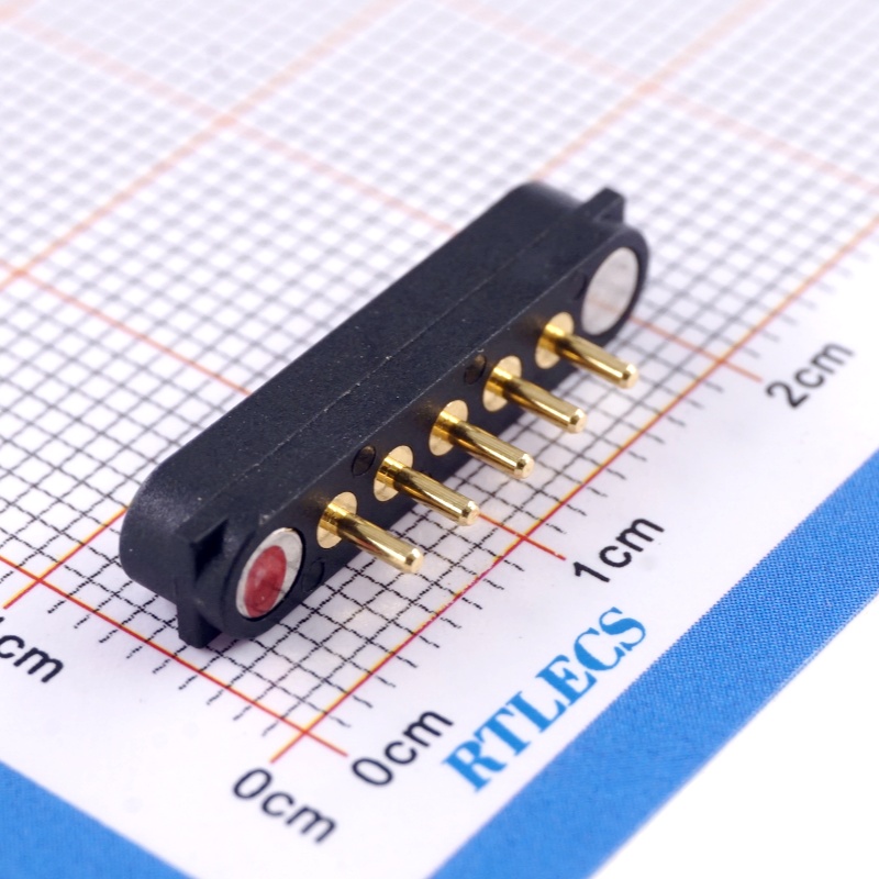 Customized 2.54mm Magnetic 5 Pin male with Leads 3.0mm