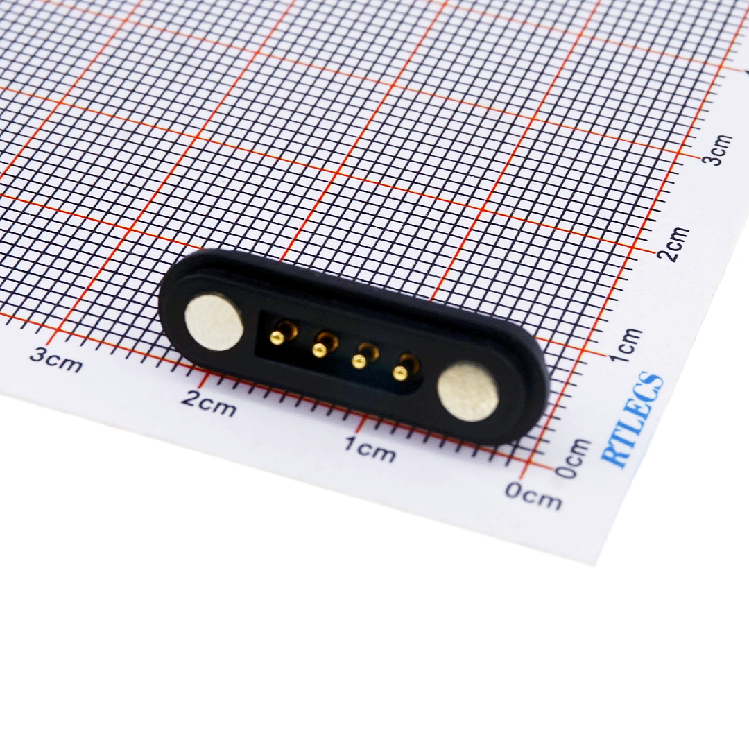 4 Pin Magnetic Pogo Pin Connector Single Row 2.54mm Pitch