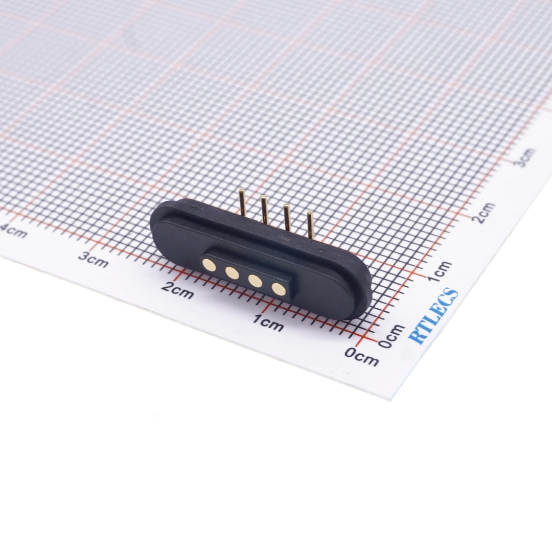 4 Pin Magnetic Pogo Pin Connector Single Row 2.54mm Pitch
