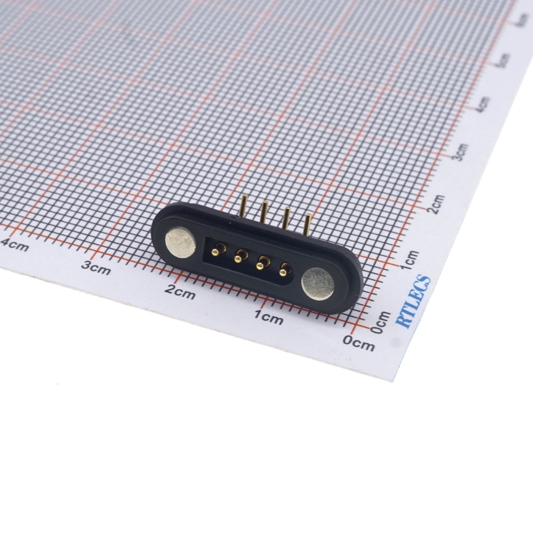 4 Pin Magnetic Pogo Pin Connector Single Row 2.54mm Pitch