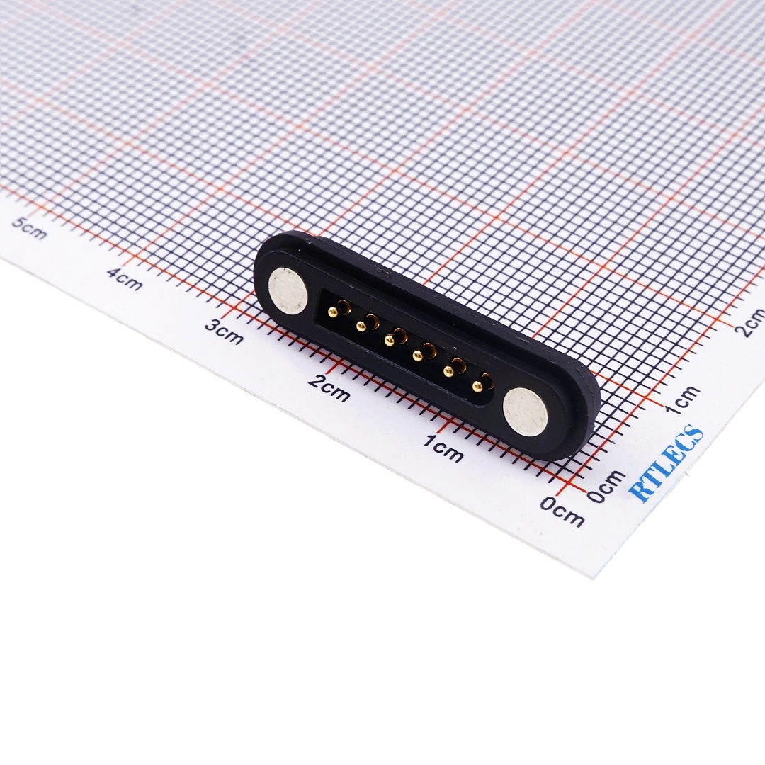 6 Pin Magnetic Pogo Pin Connector Single Row 2.54mm Pitch